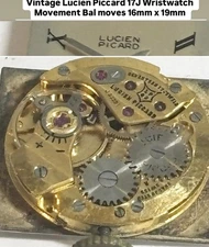 Vintage Lucien Piccard Wristwatch Movement 17J Bal Moves 16mm X 19mm 