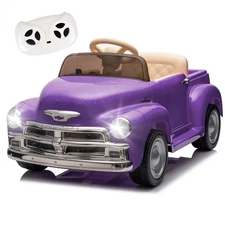 12V Kids Ride on Car Chevrolet Pickup Truck Battery Powered Toys w/Remote,Purple