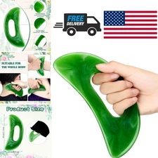 Green Gua Sha Massage Tool with Handle for Blood Circulation and Relaxation