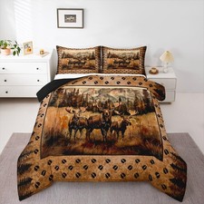 Erosebridal Rustic Cabin Comforter Set Queen Size Farmhouse Lodge Moose Bedding