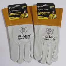 2 Pair of Tillman MIG Welding Gloves 1350M Unlined 4" Cuff Size MEDIUM