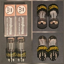 WESTINGHOUSE 6SN7 GTB TUBE 1966 LEGENDARY 2 HOLE TOUGH DOGS MATCHING SET