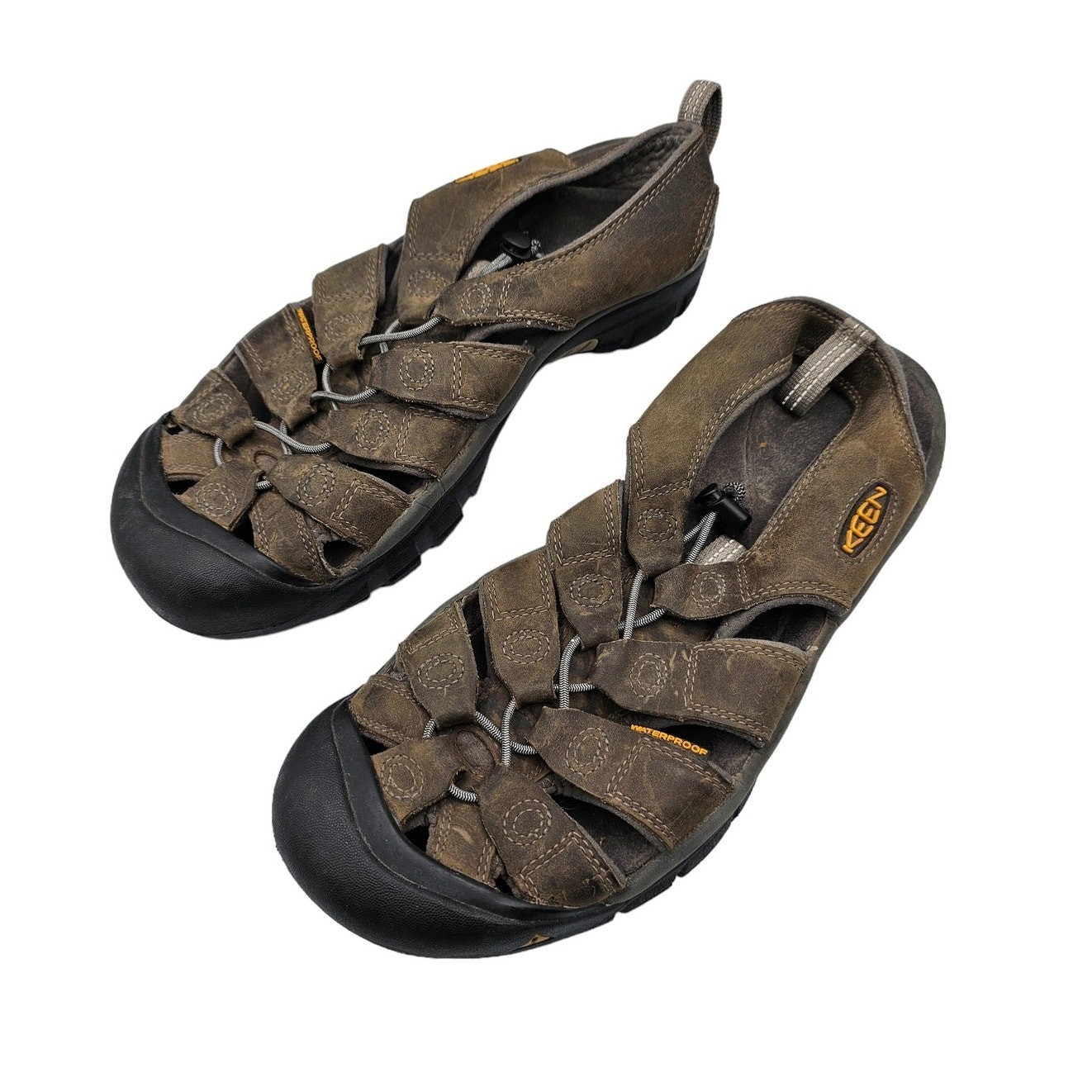 Keen Sandalo Uomo Impermeabile Punta Chiusa Outdoor Pelle Marrone Pesca Escursionismo Tg 11