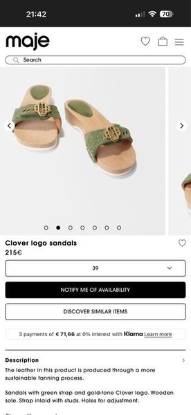 Women Maje Sandals Green Suede 38