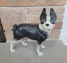 Cast Iron Doorstop Boston Terrier Bulldog Dog Cast Iron Door Stop Heavy 10"