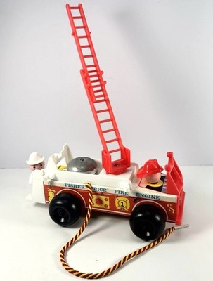 Vintage 1968 Fisher Price Fire Engine #720, Firefighter, Ladder, Hose and Bell