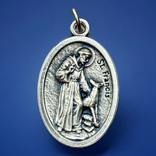 Catholic Saint Francis Bless & Protect My Pet Silver Tone Religious Medal Italy
