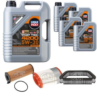 FEBI BILSTEIN Inspektionspaket 9L Liqui Moly Top Tec 4200 5W-30 für Audi A8 4E_