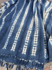 Vintage African Indigo Denim Shibori Mudcloth 59” L x 44” W Textile | No. 150
