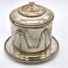 VTG International Silver Co Biscuit/Cookies Barrel Tea Caddy Jar ANTIQUE REP