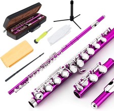 Closed Hole Flutes C 16 Key for Beginner, Kids, Student -Nickel Flute with Ca...