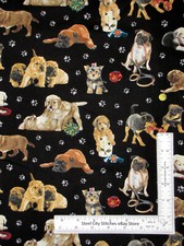 Dog Animal Pet Paw Print Fabric By the Yard Cotton Elizabeths Studio 167