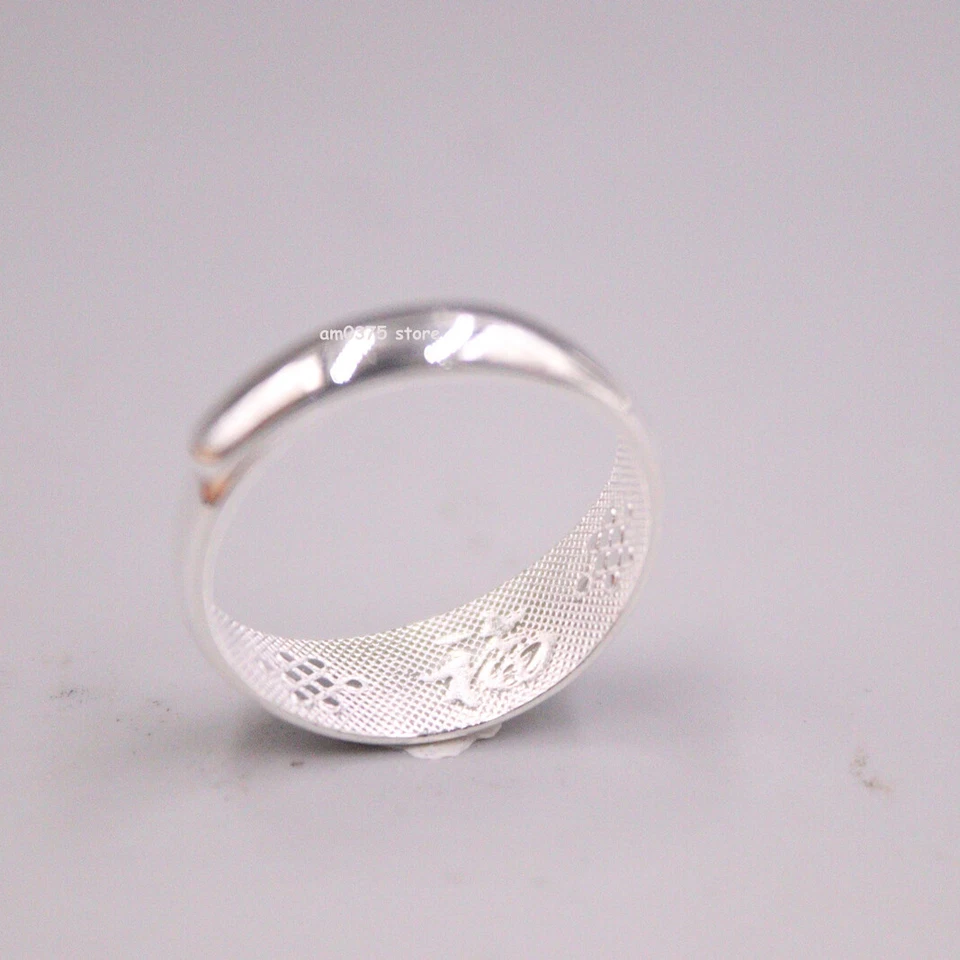 Pure 999 Fine Silver Ring Men Women's 8mm Carved Leaf Band Ring US Size 8 - Image 3 of 4