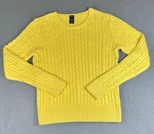 Gap Sweater Women’s Cream Yellow Cable Knit Preppy Angora Sweater Size Large L