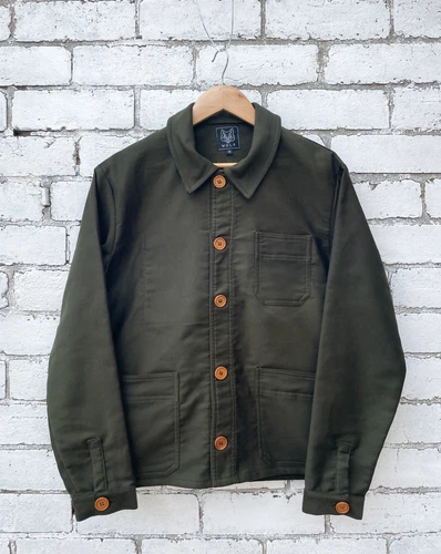 French Chore Jacket Moleskin Workwear Made In UK - Racing Green - S M L XL 2XL