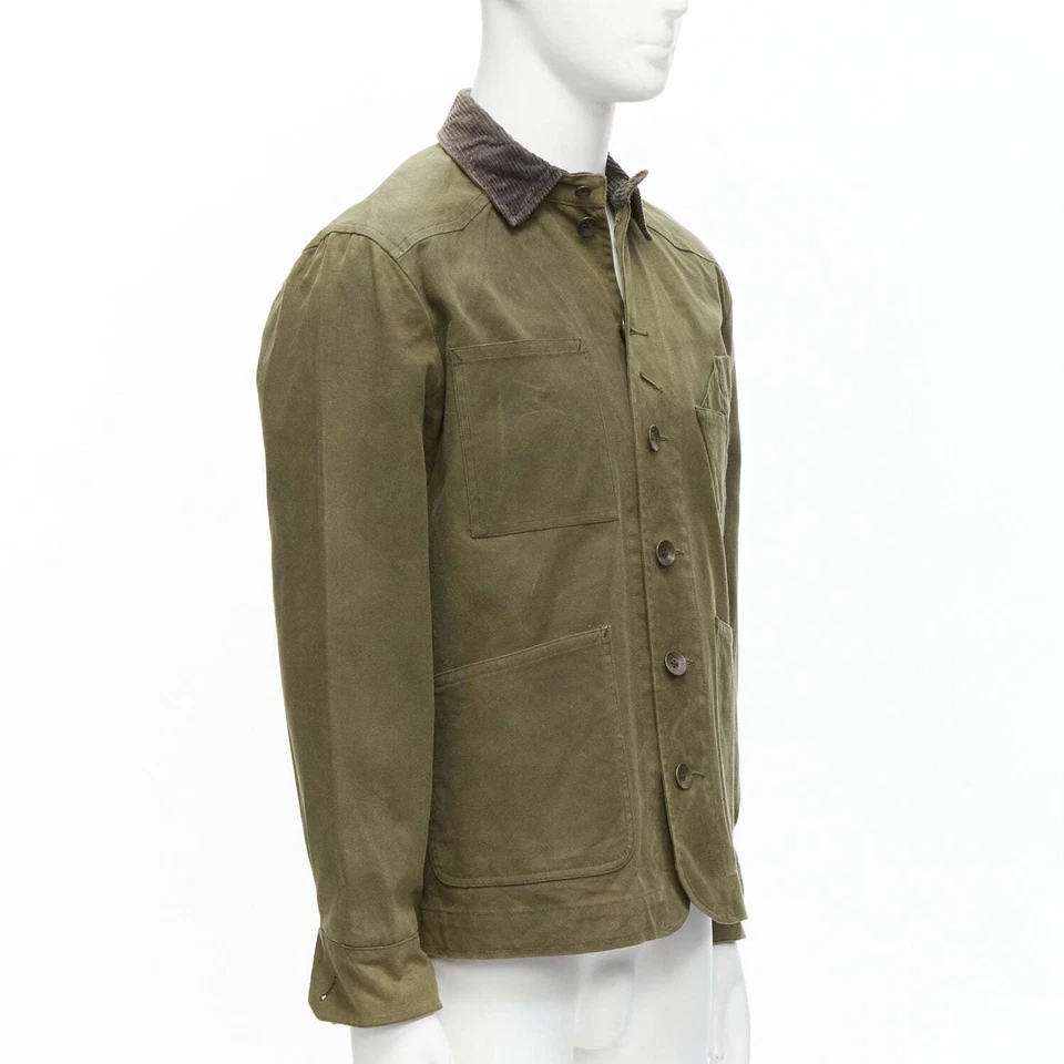 RAG & BONE Barneys green waxed cotton corduroy collar 4 pockets jacket US38 M - Image 3 of 4