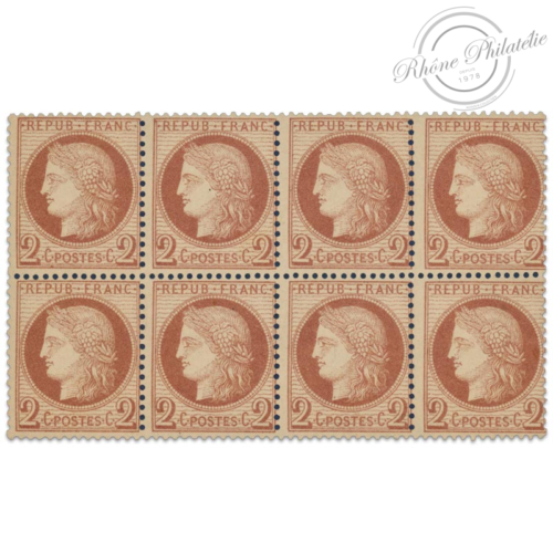 FRANCE BLOCK OF 8 N°51 TYPE CERES, STAMPS NEW-1872, SIGNED BROWN, VERY RARE - Picture 1 of 2