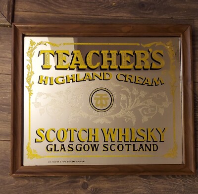 TEACHER S  HIGHLAND CREAM SCOTCH WHISKY MIRROR BAR SIGN Man Cave