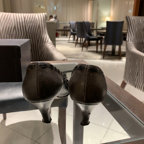 Zapatos de salón Prada tacón cinta cuero - talla 36,5 23,5 cm con pistola de caja metálica - Imagen 3 de 22