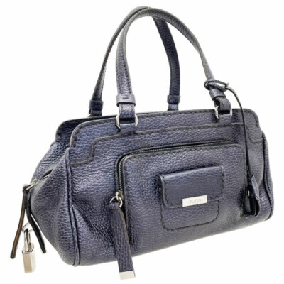 □Authentic Tod's Handbag Leather Mini Bag Leather Purple Navy