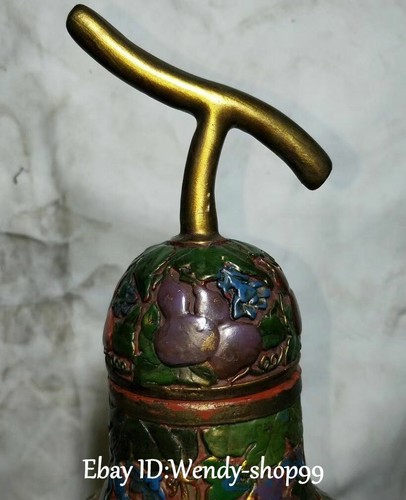 25" Old China Wood Lacquerware Gourd Calabash Cucurbit Grape Pot Pair Statue - Picture 4 of 9
