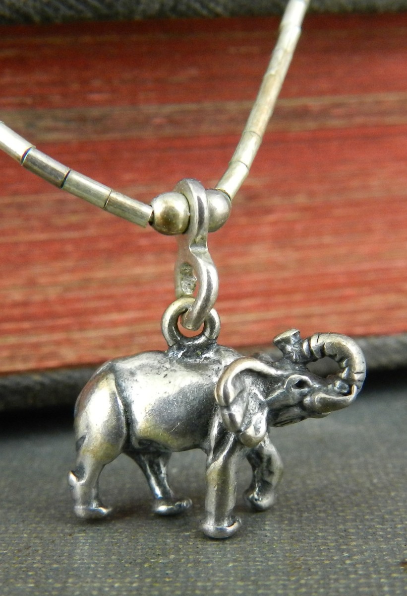 Vintage Children's 925 Sterling Silver Elephant Tube Necklace | eBay