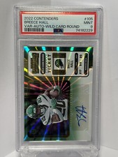 2022 Contenders Breece Hall RC Variation Auto Wild Card Round PSA 9