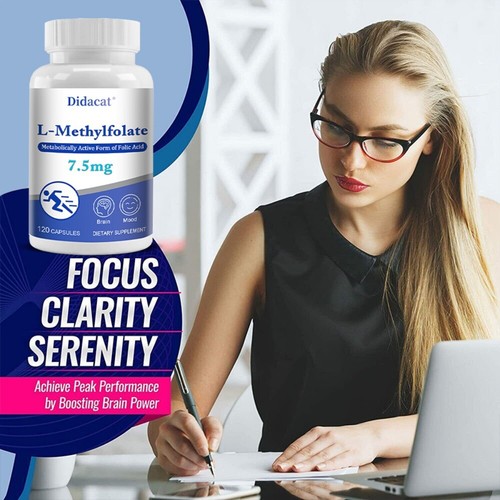 L Methylfolate 7.5 mg 120 Capsules Optimized Activated Folate 5-MTHF Focus Mood - Picture 8 of 9
