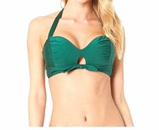 105 Unique Vintage Women's Green 1950s Style Halter Bikini Swim Top Size XL