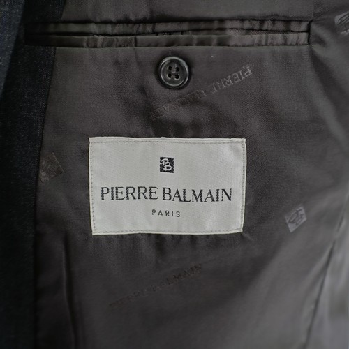 Pierre Balmain Wool Blend Suit Jacket Gray W Blue White Red Striped 46R 2 Button - Picture 8 of 13