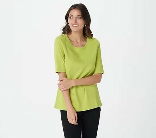 Essentials Pima Cotton Elbow Sleeve Top 