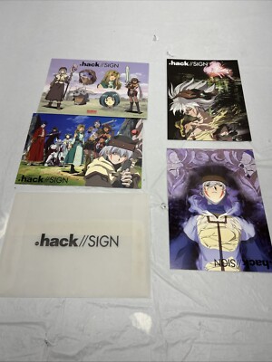 Bandai Dot Hack   Sign 3 Post Cards & 6 Stickers From Early 2000 s New. 10