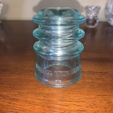 Antique Whitall Tatum Made In USA Aqua Teal Insulator no. 3 #36