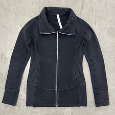 LULULEMON Women's Radiant Jacket II Black Cotton Fleece Full Zip Size 6