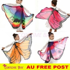 Kids Girls Butterfly Wings Cape Princess Scarf Fairy Wrap Cloak Shawl Book Week