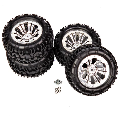 FTX Carnage Bugsta 49pcs Chrome Wheel/Tyre Wheels Complete Glued FTX6310C - Picture 1 of 4