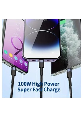 USB-C Fast Charging & Data Cable   3-in-1 Durable Nylon Braided, Thunderbolt 3/4