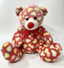 Kids Of America Teddy Bear Plush W/ Multicolored Hearts  Red Bow - 2013 Toy 18  