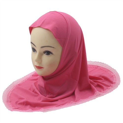 2-6Y Muslim Kids Girls Hijab Scarf Islamic Prayer Wrap Shawl Amira One Piece Hat - Picture 15 of 24