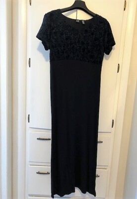 Gap - Womens Long Black Dress with Black Velvet - Large