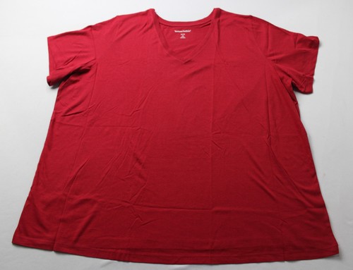 Woman Within Women's Plus Perfect V-Neck S/S T-Shirt LB3 Classic Red Size 2X