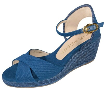 Stuart Weitzman Wedge Sandal Sz 8.5C (Wide) Blue Mirela Espadrille 2.4\