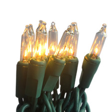 20 Mini Incandescent Clear Lights on Green Cord