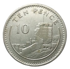 Gibraltar 10p 1991 Queen Elizabeth II Copper-Nickel Coin Moorish Castle X188