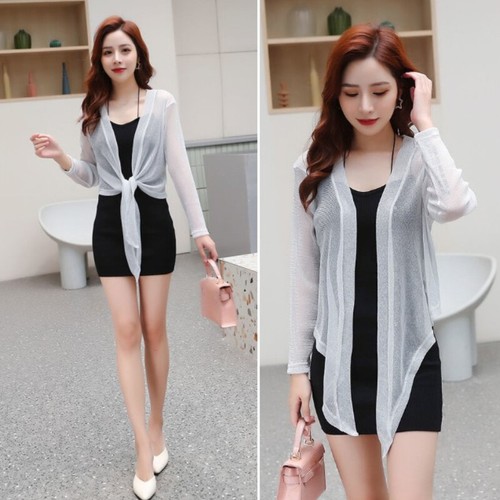 Women Sheer Mesh Cardigan Cropped Tops Bolero Blouse Sun Shirt Shawl Jacket - Picture 4 of 17