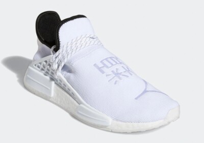 [GY0092] Mens Adidas HU NMD White Black Sneaker - Sz 5 Discoloring