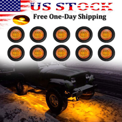 10x Amber LED Rock Lights For Jeep Offroad ATV UTV Boat 4x4 RZR Underbody Round