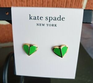 kate spade - Heritage Spade - Small Heart Studs- Green - NWT- $48 
