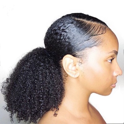 8a Unprocessed Brazillian Kinky Curly Clip In Ponytail Human Hair