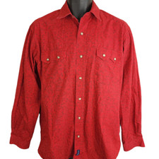 Rough Stock Panhandle Slim Western Shirt Mens Size Medium Pearl Snap Saw Tooth